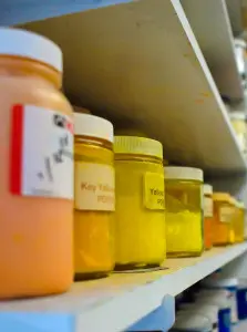 Art supplies neatly organized