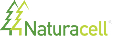 Green Naturacell logo on black background