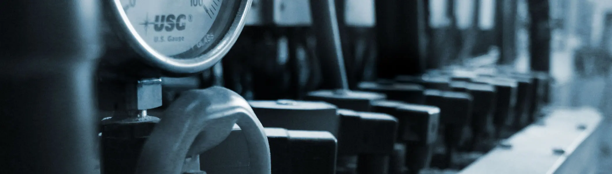 Industrial pressure gauge and equipment close-up