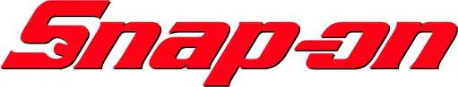 Snap-on logo with stylized lettering